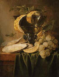 J.D. de Hemas. Natiurmortas su stikline ir austrėmis. 1640