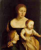 H.Holbeinas. Dailininko žmona su vaikais. 16 a.