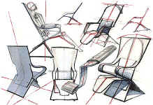 L.Miniotas. Kėdės projektavimo eskizai. 1998 m