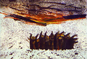V.Vaičiūnaitė. V.Klovos opera „Duktė“.  Scenovaizdžio eskizas. 1986