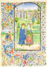 Nežinomas autorius. "Marijos ir Elžbietos susitikimas". Maldyno miniatiūra. 1470